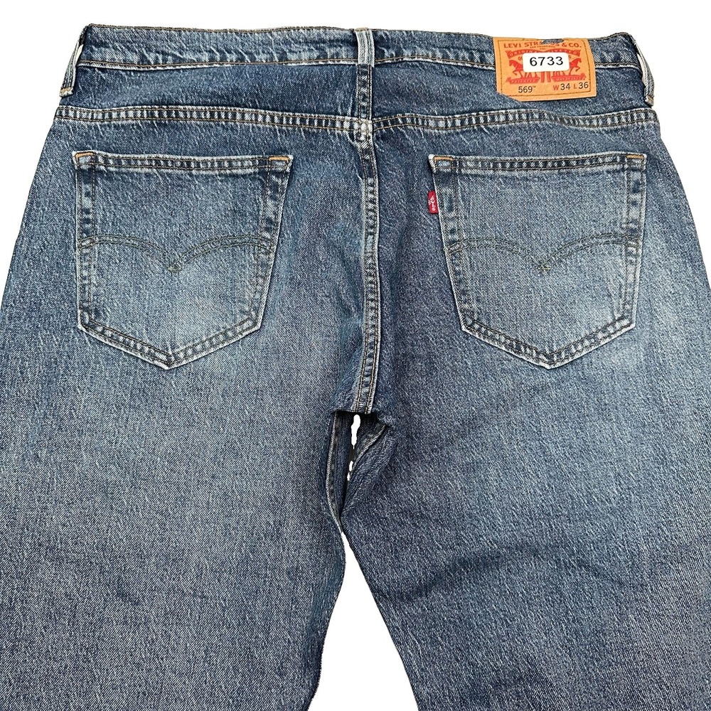 Levi's 569 Loose Jeans Men 34x36 Distressed Camo Patches Grunge Skater Hipster